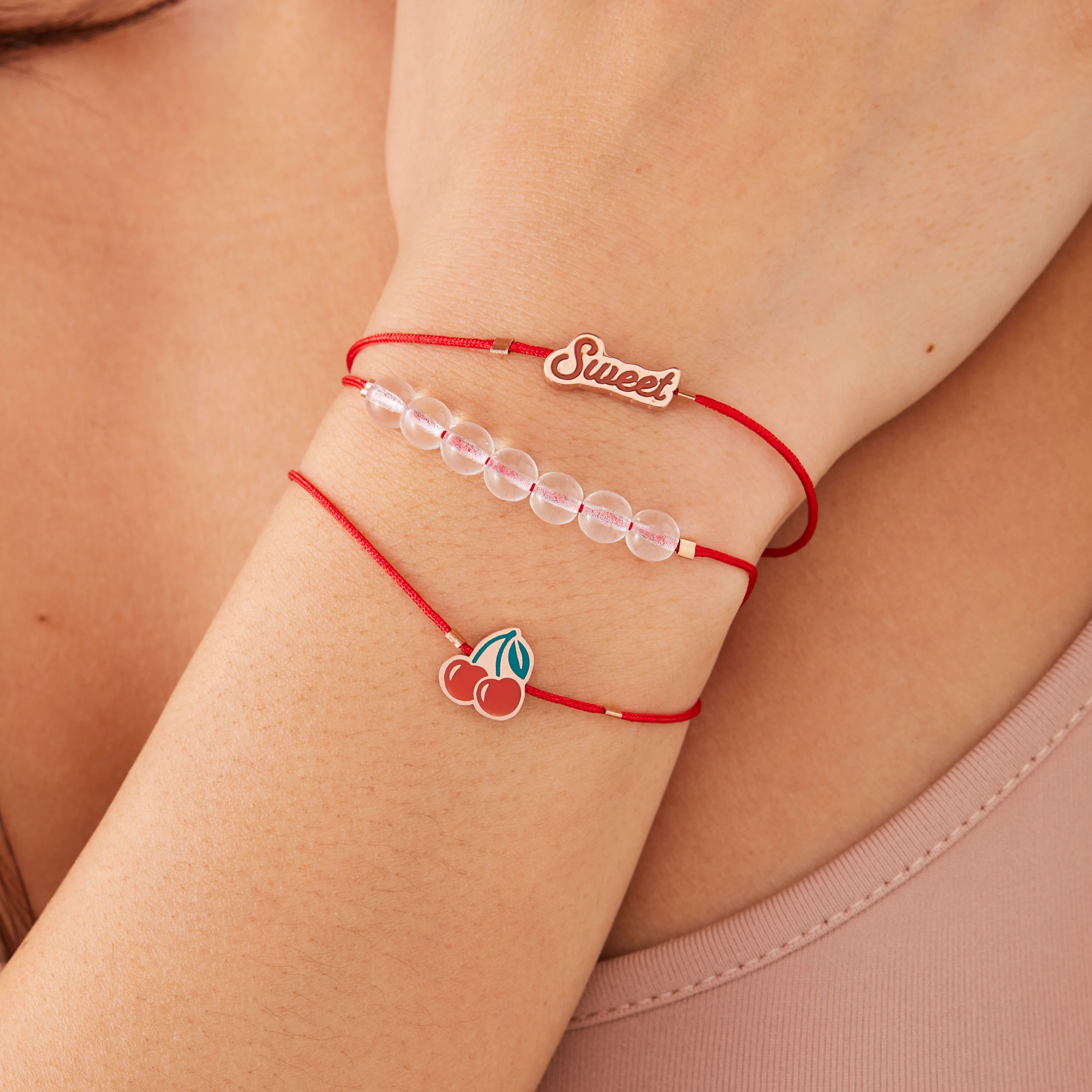 So Sweet Cherry Cord Bracelets, Set of 3 - Image 2