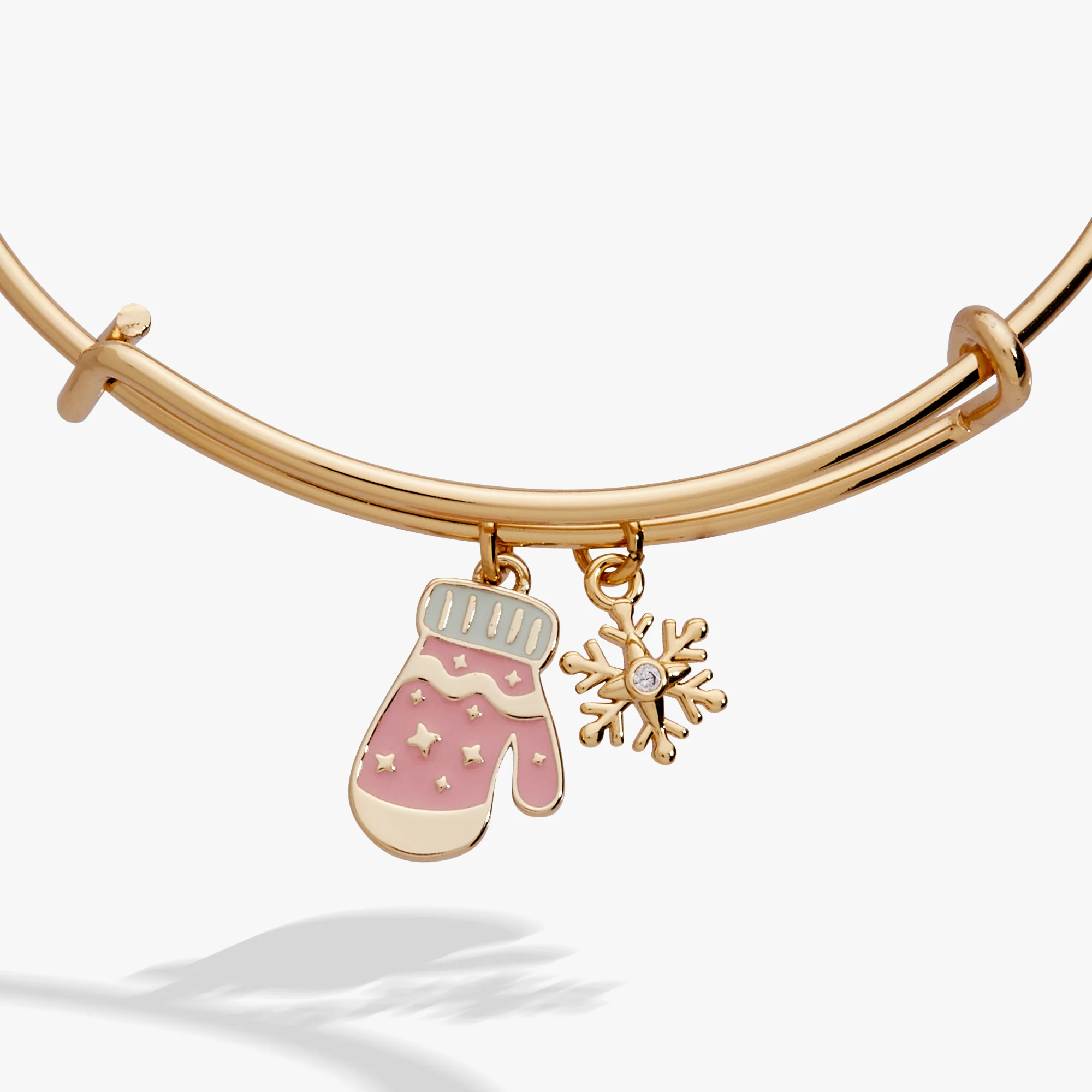 Winter Wonderland Mitten and Snowflake Charm Bangle - Image 3