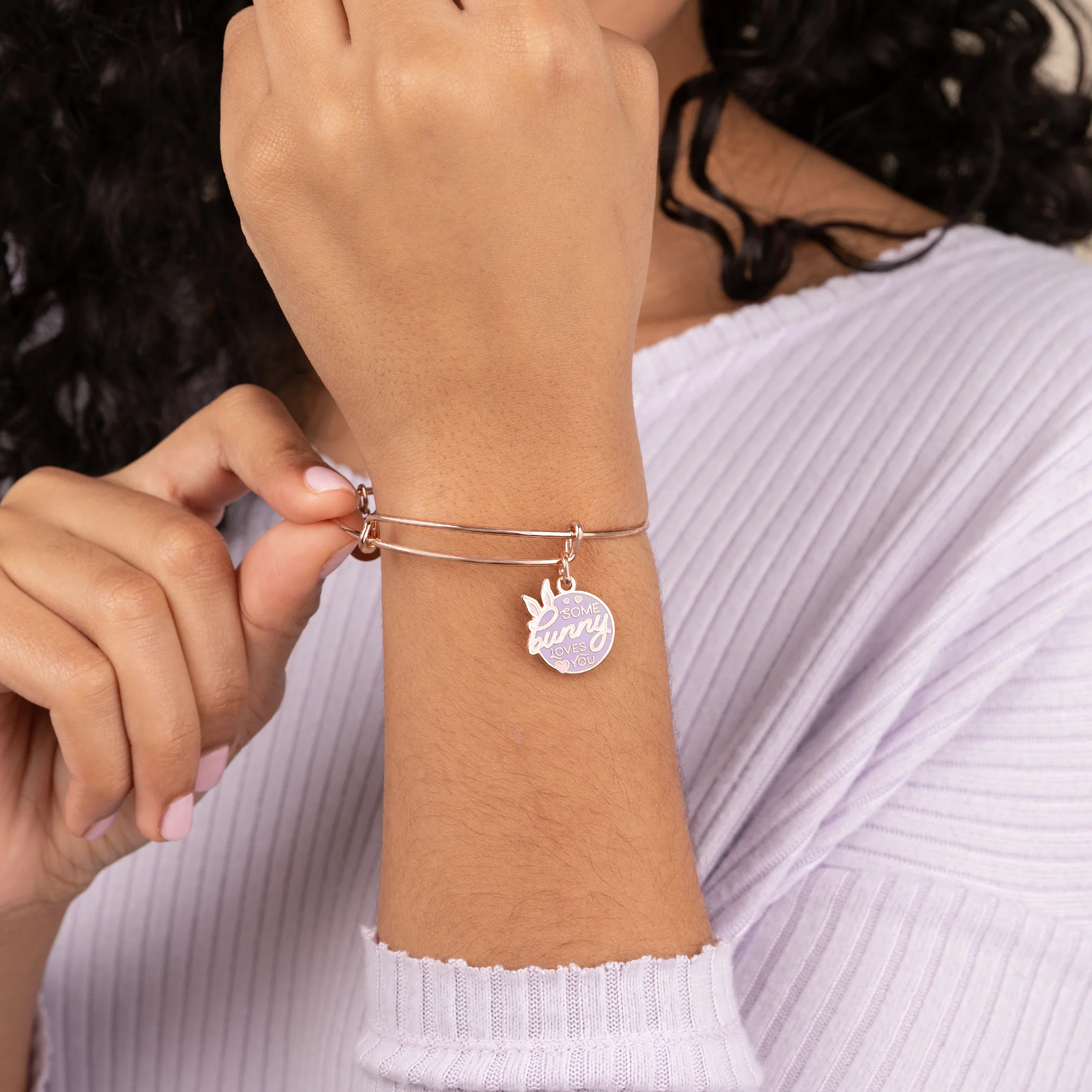 'Some Bunny Loves You' Charm Bangle - Image 2