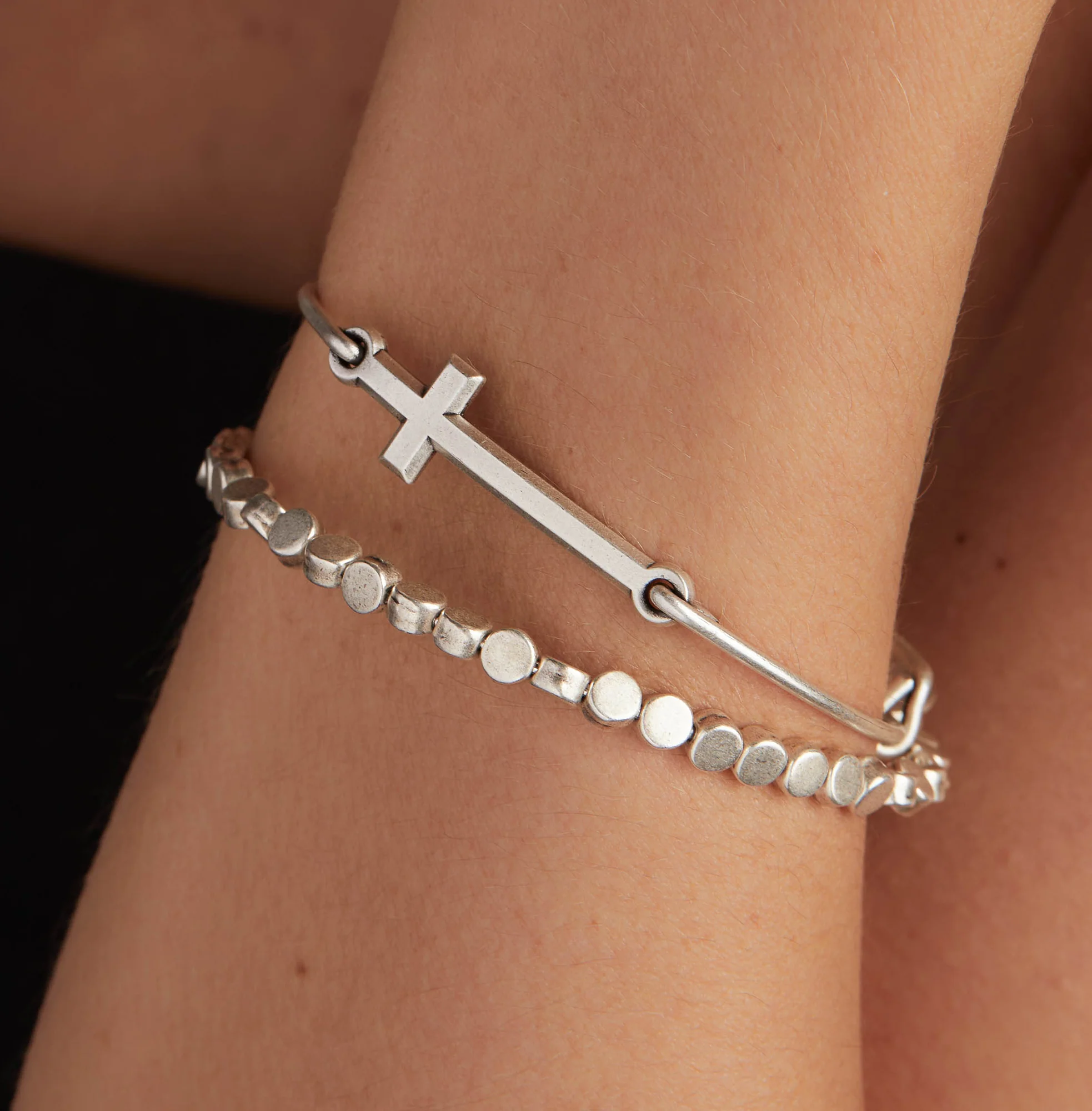 Spiritual Armor Cross Inline Charm Bangle - Image 2