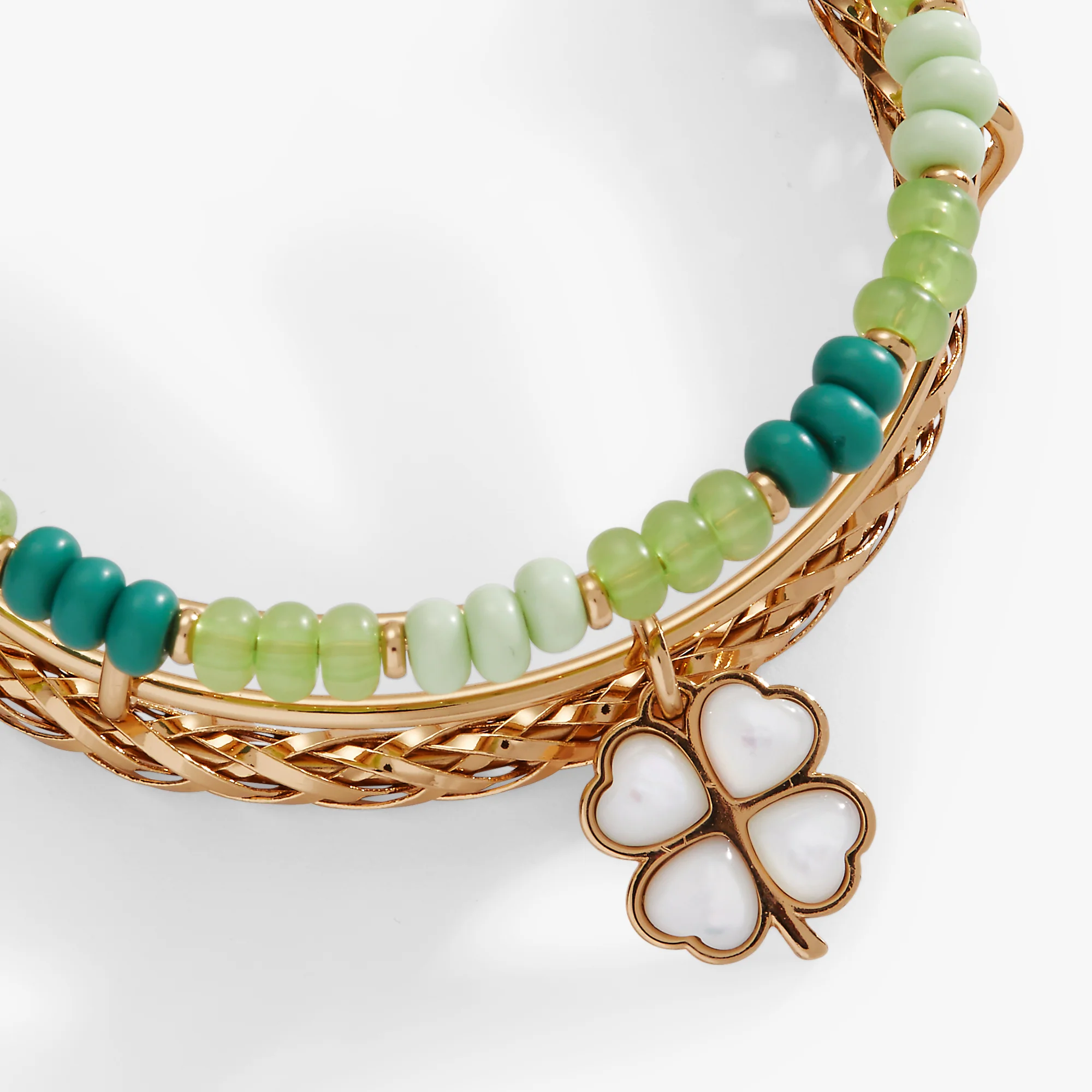 Lucky Four-Leaf Clover Set of 3 Bangles - Image 3