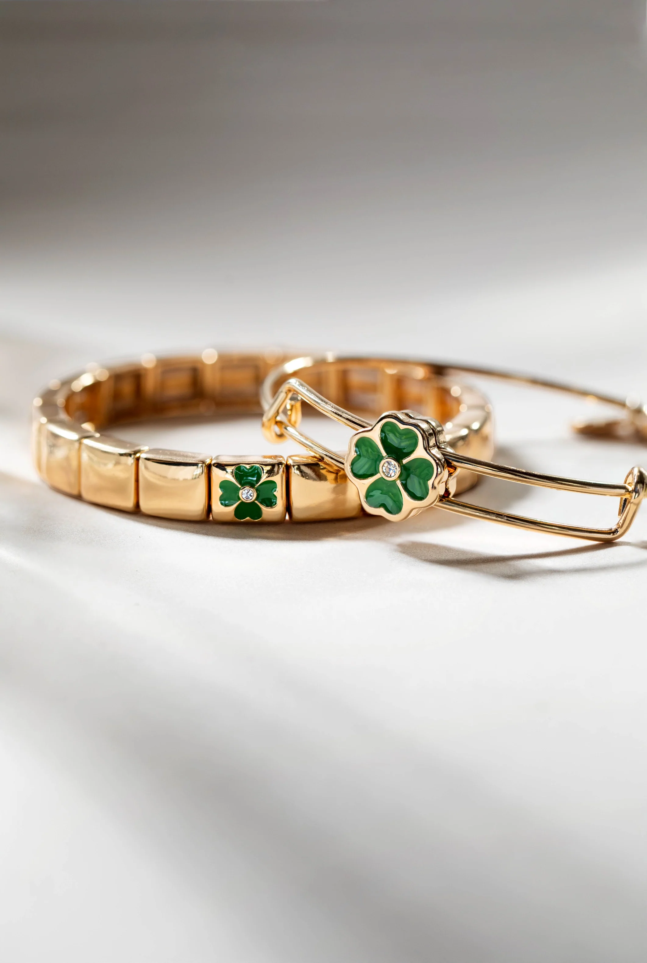 Four-Leaf Clover Slider Charm Bangle - Image 4