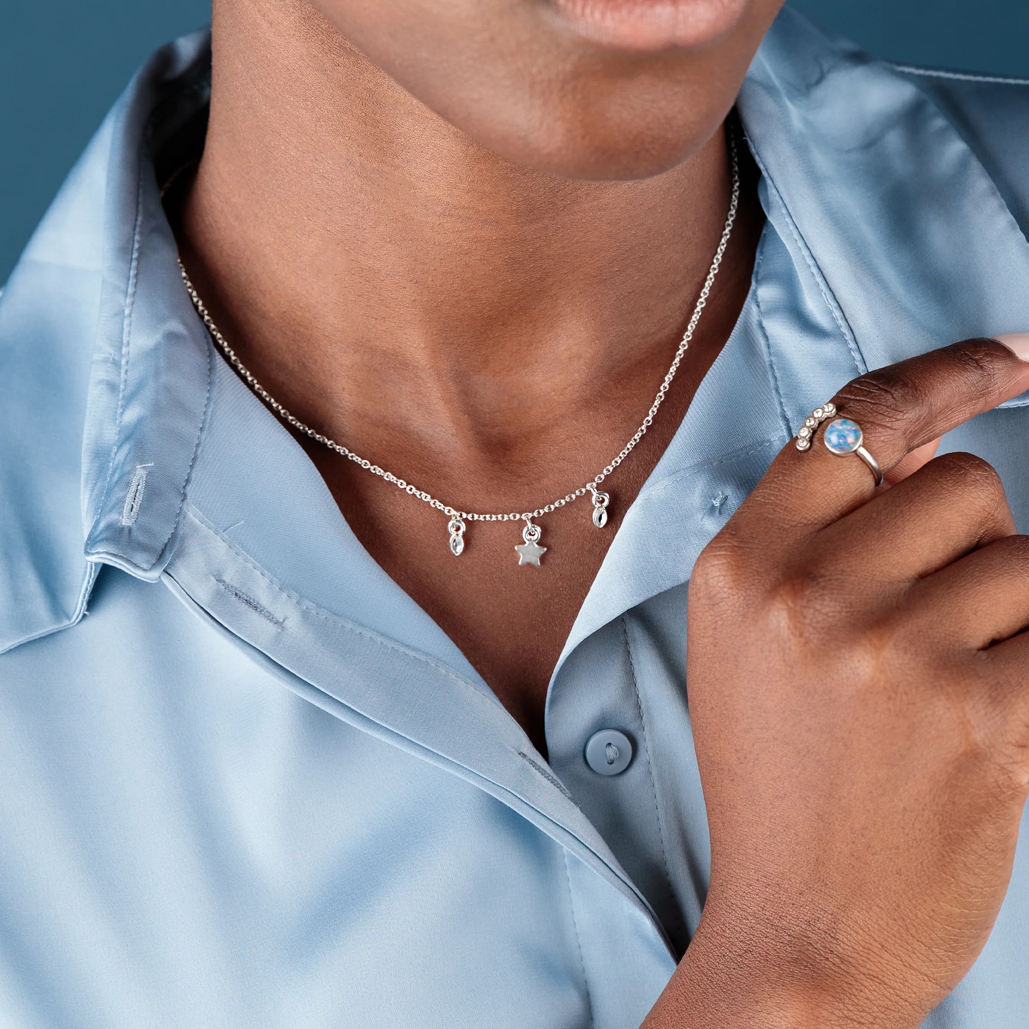 Star Charm Necklace + Crystal Ring Gift Set - Image 3