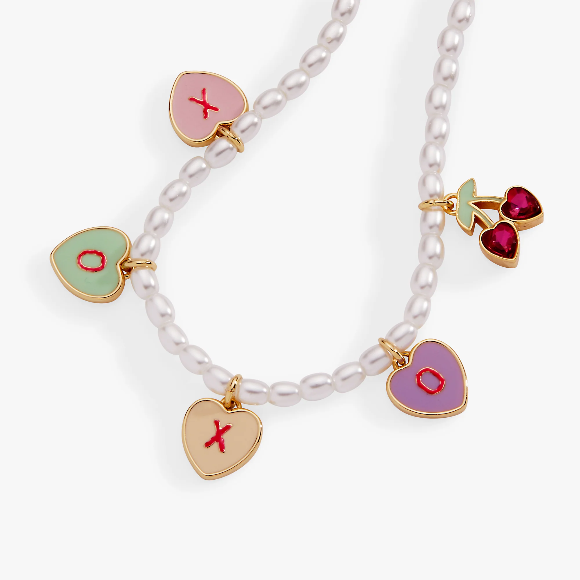 Sweethearts® ‘XOXO’ Heart Charm Beaded Pearl Bracelet - Image 3