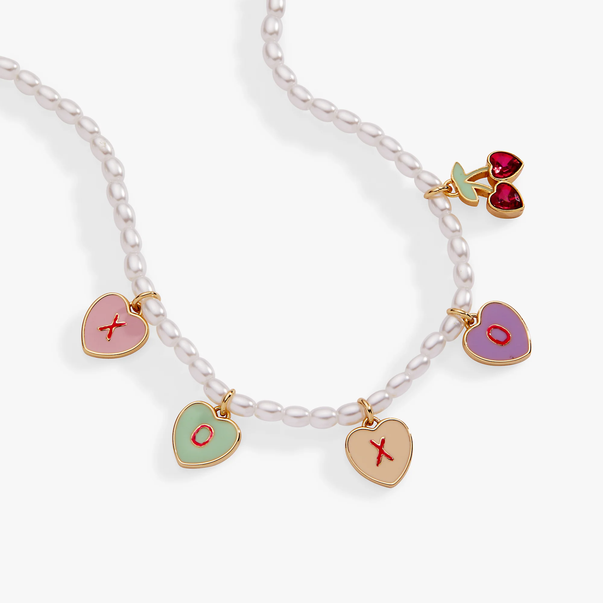 Sweethearts® ‘XOXO’ Heart Charm Pearl Beaded Necklace - Image 3