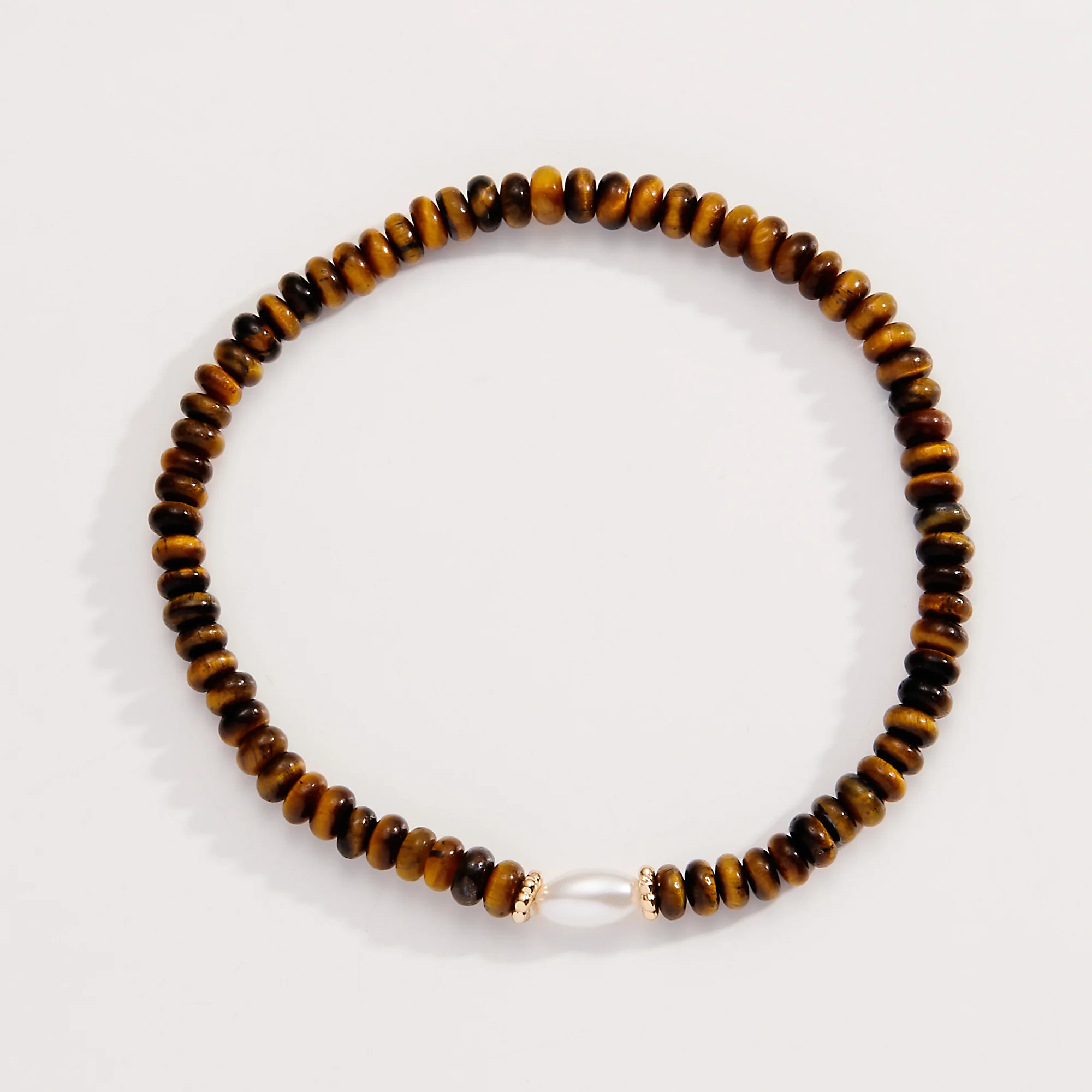 Tiger's Eye and Pearl Stretch Bracelet - Image 3