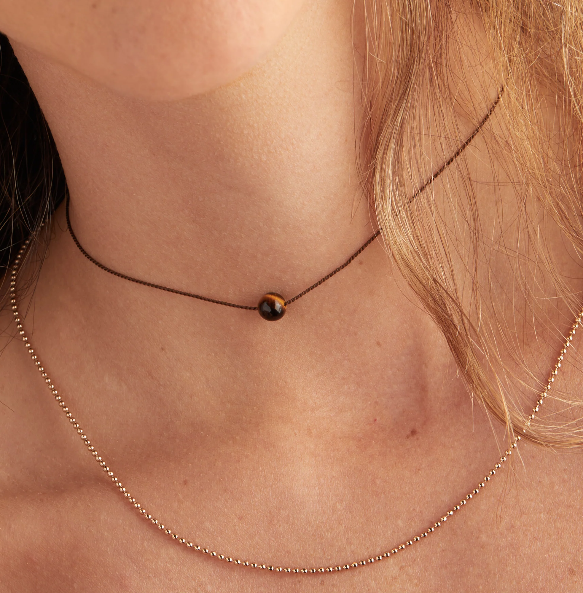Tiger's Eye Gemstone Cord Necklace - Image 2