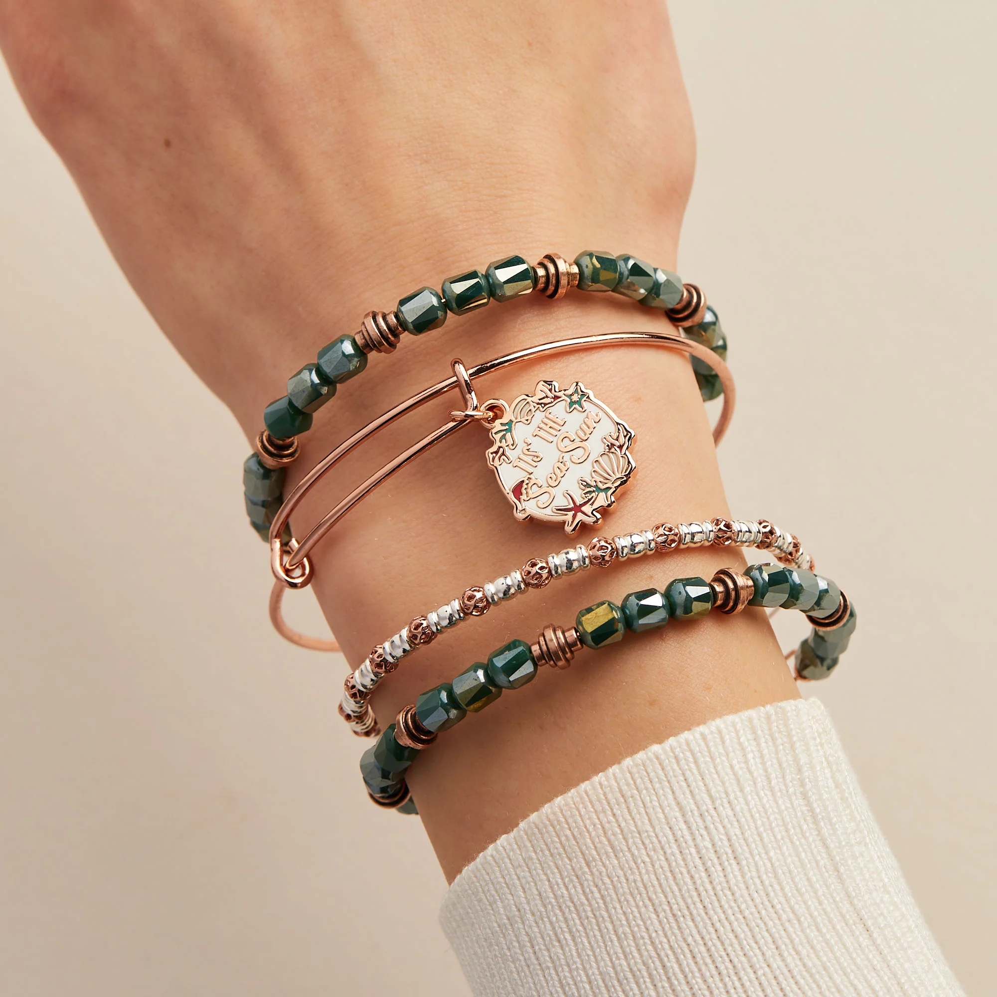 'Tis the Sea-Sun' Charm Bangle Bracelet - Image 2