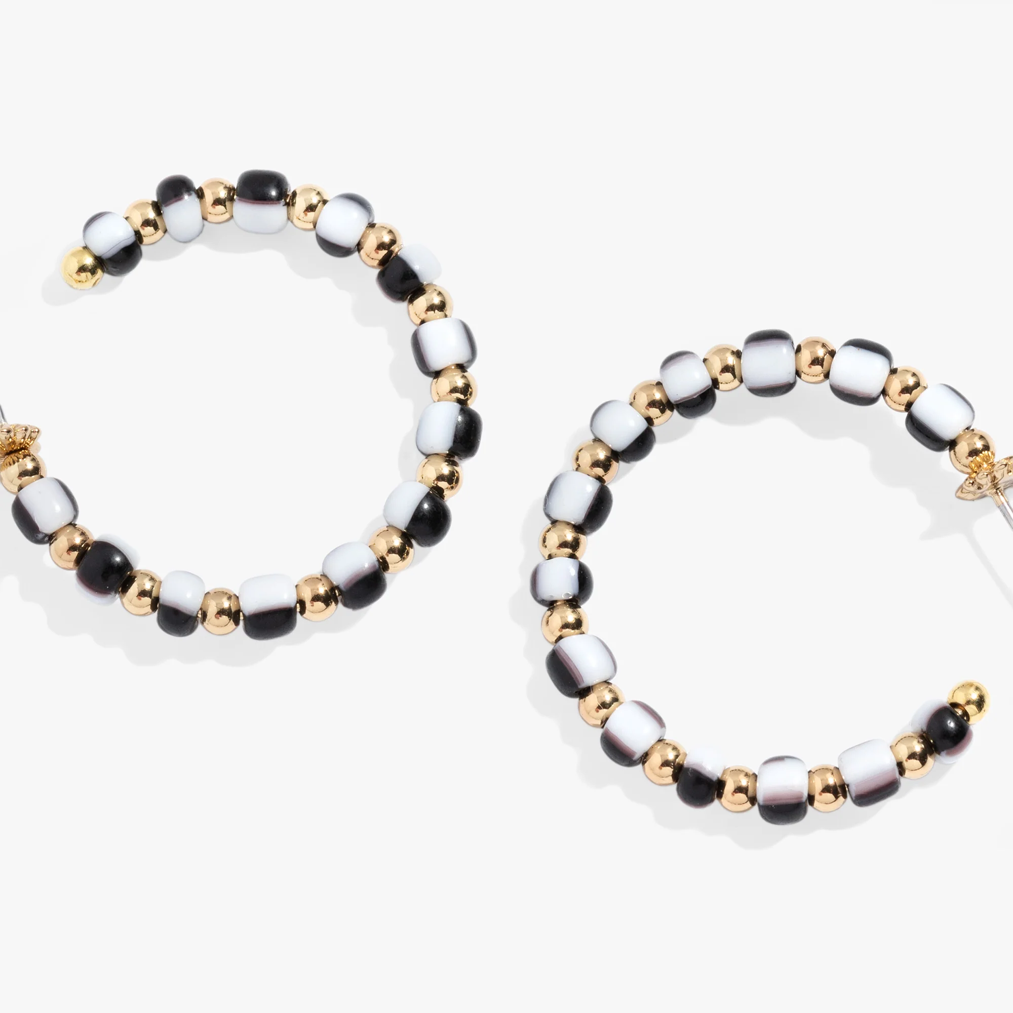 Toile Beaded Hoop Earrings - Image 2