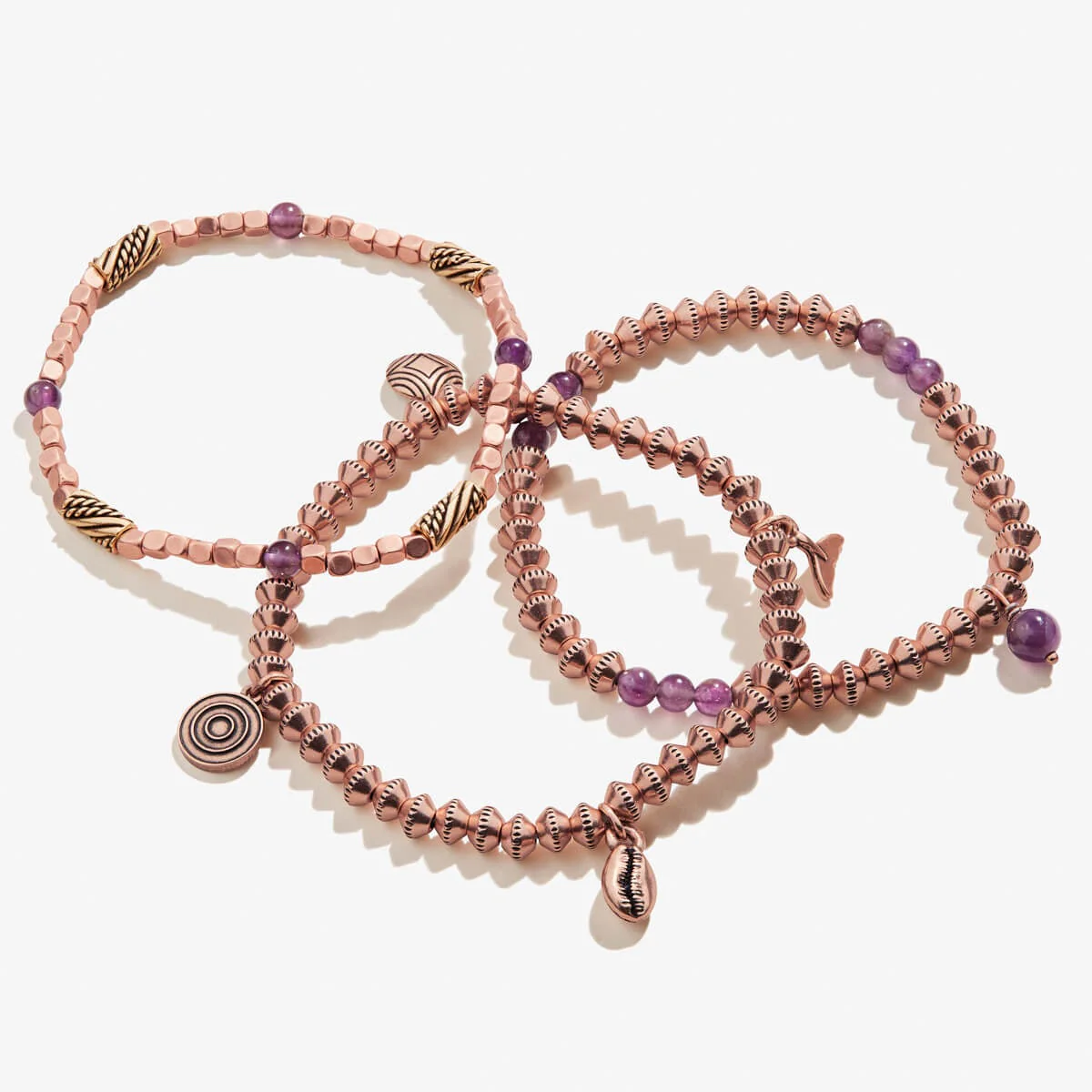 Whale Tail + Ocean Multi-Charm Stretch Bracelets, Set of 3 - Image 2
