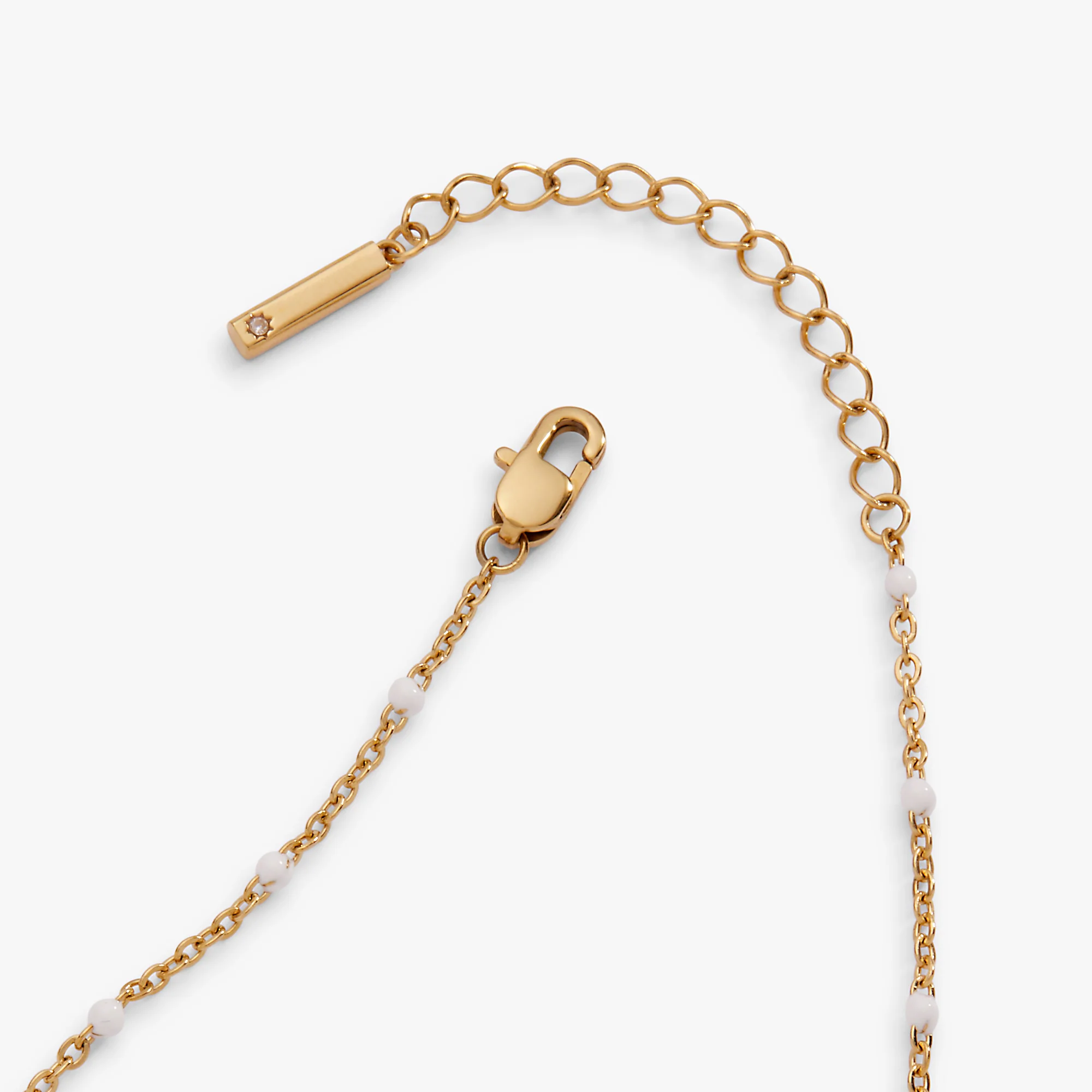 White Enameled Chain Coin Station Anklet - Image 3