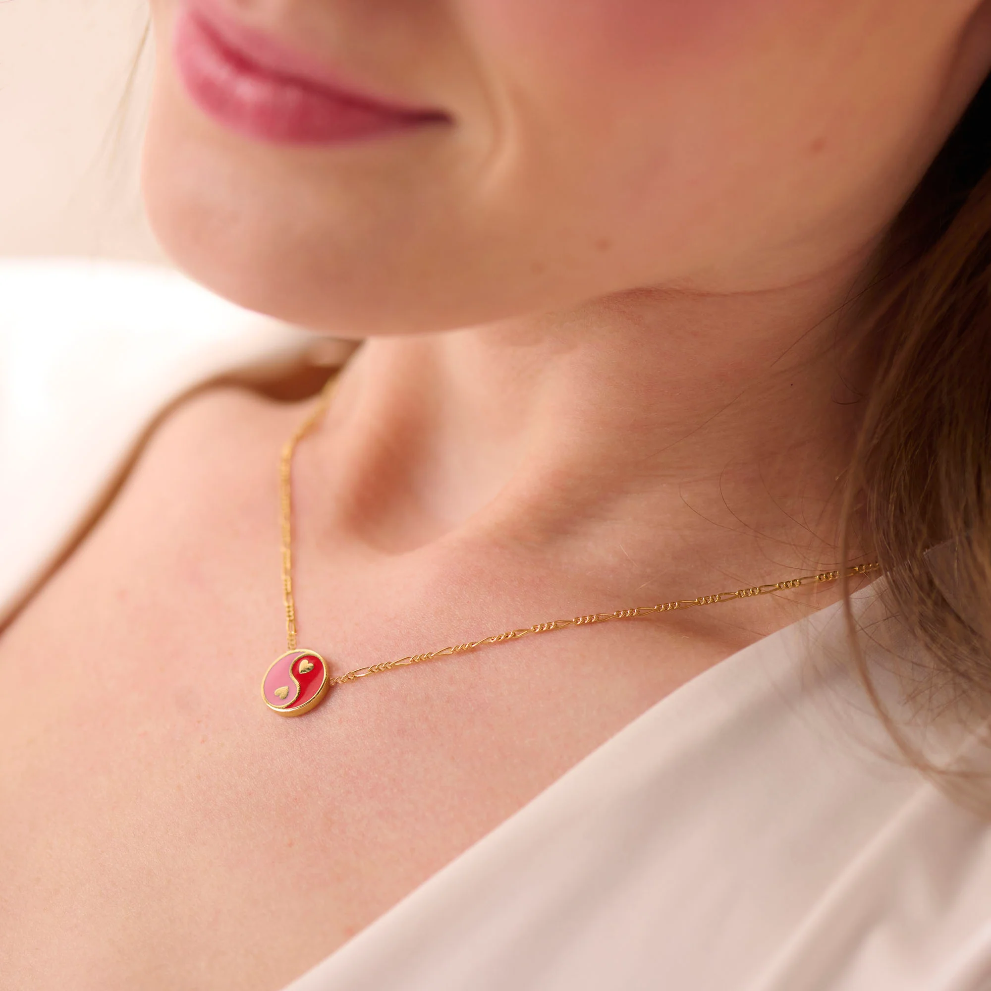 Yin Yang Heart Chain Necklace, Adjustable - Image 2